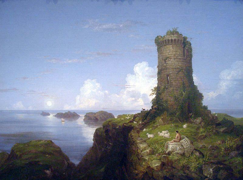 Thomas Cole Italian Coast Scene with Ruined Tower China oil painting art